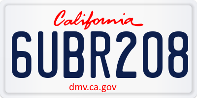 CA license plate 6UBR208