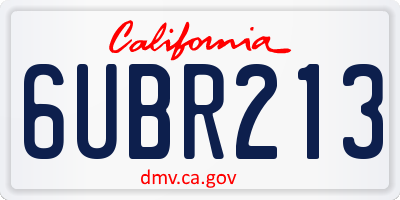 CA license plate 6UBR213