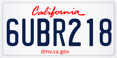 CA license plate 6UBR218