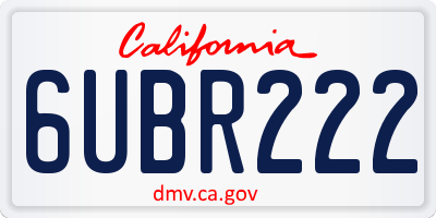 CA license plate 6UBR222
