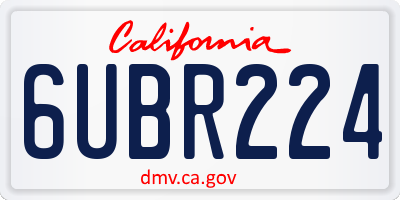 CA license plate 6UBR224