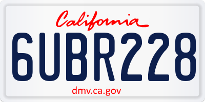CA license plate 6UBR228
