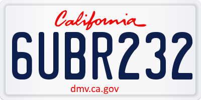 CA license plate 6UBR232