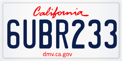 CA license plate 6UBR233