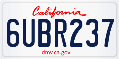 CA license plate 6UBR237