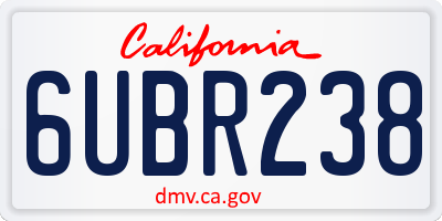 CA license plate 6UBR238