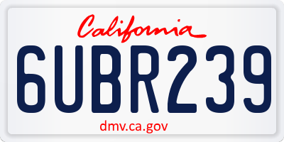 CA license plate 6UBR239