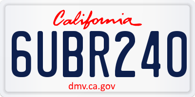 CA license plate 6UBR240