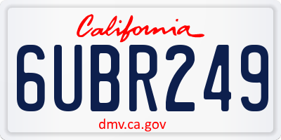 CA license plate 6UBR249