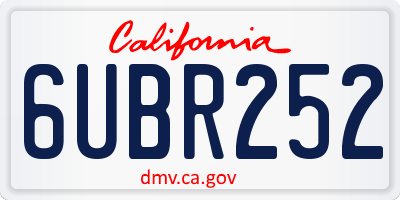 CA license plate 6UBR252