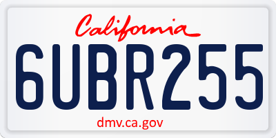 CA license plate 6UBR255