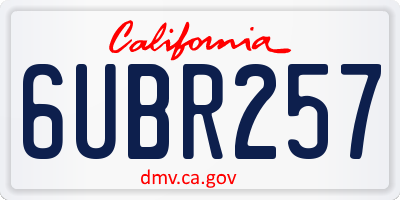 CA license plate 6UBR257