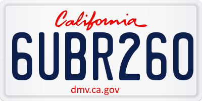 CA license plate 6UBR260