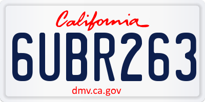 CA license plate 6UBR263