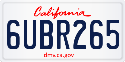 CA license plate 6UBR265