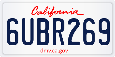 CA license plate 6UBR269