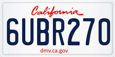 CA license plate 6UBR270