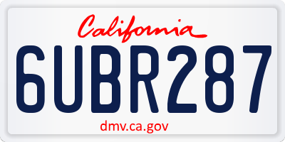 CA license plate 6UBR287