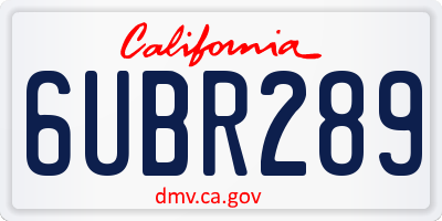 CA license plate 6UBR289