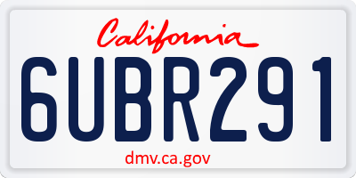 CA license plate 6UBR291