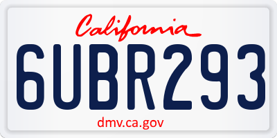CA license plate 6UBR293
