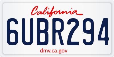 CA license plate 6UBR294