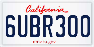 CA license plate 6UBR300