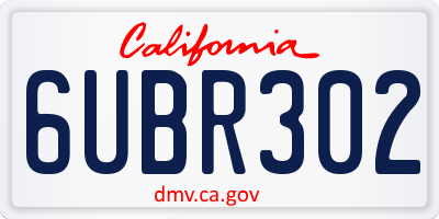 CA license plate 6UBR302