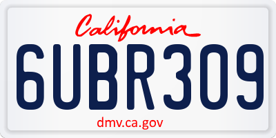CA license plate 6UBR309