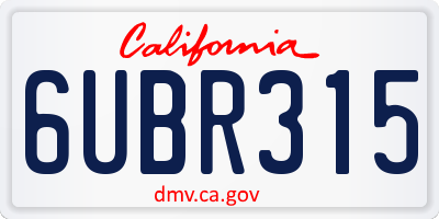 CA license plate 6UBR315