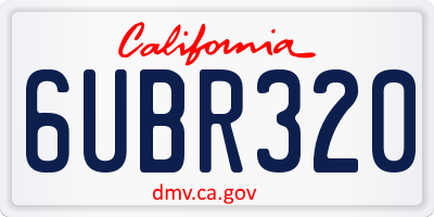 CA license plate 6UBR320
