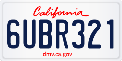 CA license plate 6UBR321