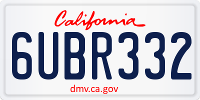 CA license plate 6UBR332