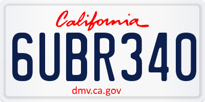 CA license plate 6UBR340