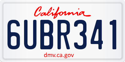 CA license plate 6UBR341