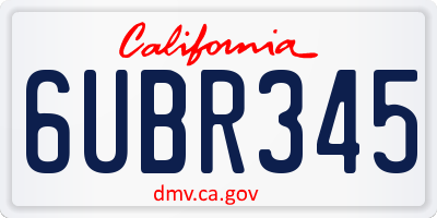 CA license plate 6UBR345