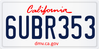 CA license plate 6UBR353