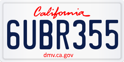 CA license plate 6UBR355