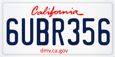 CA license plate 6UBR356