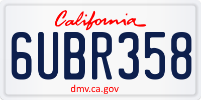 CA license plate 6UBR358