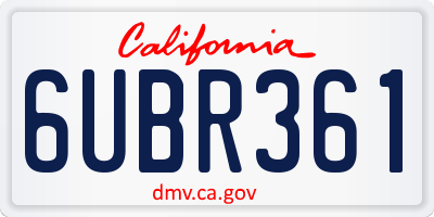CA license plate 6UBR361
