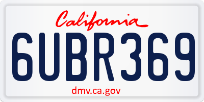 CA license plate 6UBR369