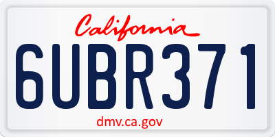 CA license plate 6UBR371