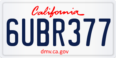 CA license plate 6UBR377