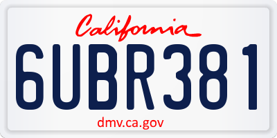 CA license plate 6UBR381