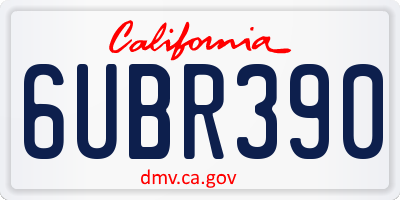 CA license plate 6UBR390