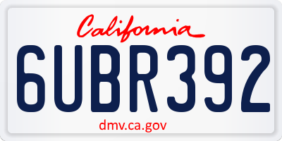 CA license plate 6UBR392