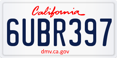 CA license plate 6UBR397