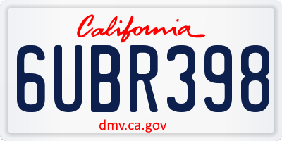 CA license plate 6UBR398
