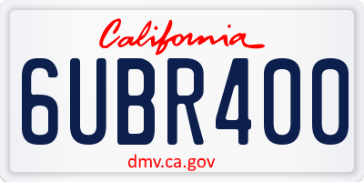 CA license plate 6UBR400
